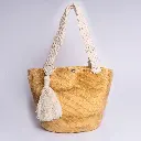 YESICA BOLSO TEJIDO EN CROCHET Y MACRAME (Beige crema)