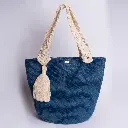 YESICA BOLSO TEJIDO EN CROCHET Y MACRAME (Azul petróleo) 