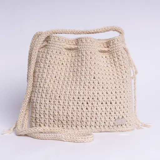 [BLC-L-3] LINA BOLSO MANOS LIBRE TEJIDO A CROCHET (Beige crudo)
