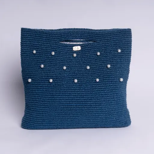 [BMC-B-11] BERTA BOLSO TEJIDO A CROCHET (Azul petróleo)