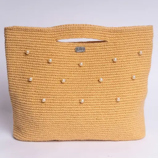 [BMC-B-4] BERTA BOLSO TEJIDO A CROCHET (Beige crema)