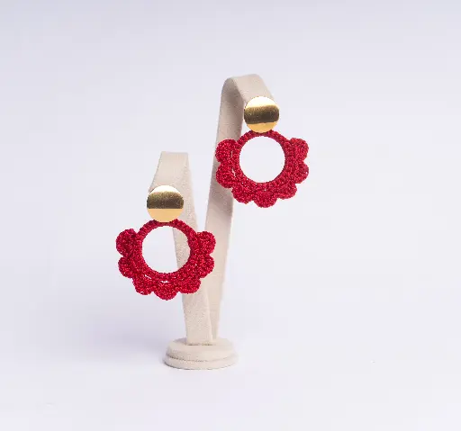 [ARC-O-13] OFELIA ARETES TEJIDOS (Rojo)