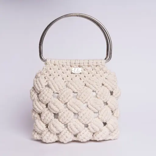 [BMM-A-10] ADA BOLSO DE MANO EN MACRAME (Azul cielo)